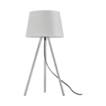Tischleuchte / Lampe - 3-Bein Designleuchte mit satiniertem, lichtstreuendem Kunststoffschirm & Chrombeinen  - E27 - Weiß