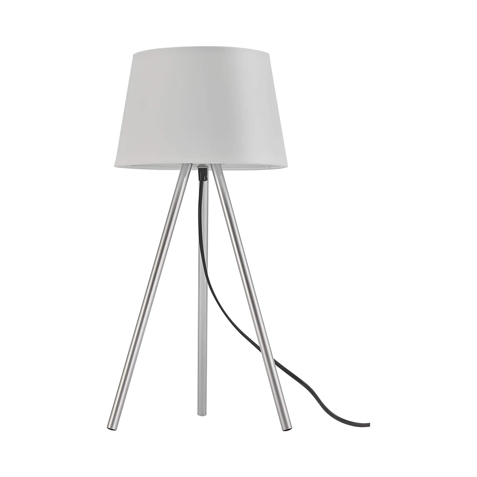 BV06-00020-1 Tischleuchte / Lampe - 3-Bein Designleuchte mit satiniertem, lichtstreuendem Kunststoffschirm & Chrombeinen - E27 - Weiß – Bild 1