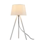 Tischleuchte / Lampe - 3-Bein Designleuchte mit satiniertem, lichtstreuendem Kunststoffschirm & Chrombeinen  - E27 - Weiß – Bild 2