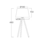 Tischleuchte / Lampe - 3-Bein Designleuchte mit satiniertem, lichtstreuendem Kunststoffschirm & Chrombeinen  - E27 - Weiß – Bild 3
