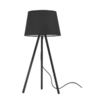Tischleuchte / Lampe - 3-Bein Designleuchte mit satiniertem, lichtstreuendem Kunststoffschirm & Chrombeinen  - E27 - Schwarz