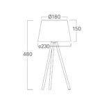Tischleuchte / Lampe - 3-Bein Designleuchte mit satiniertem, lichtstreuendem Kunststoffschirm & Chrombeinen  - E27 - Schwarz – Bild 3