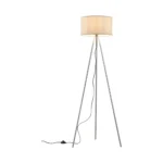 Stehleuchte / Lampe - H:155 cm  - 3-Bein Designleuchte mit satiniertem, lichtstreuendem Kunststoffschirm & Chrombeinen  - E27 - Weiß – Bild 2
