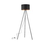 Stehleuchte / Lampe - H:155 cm  - 3-Bein Designleuchte mit satiniertem, lichtstreuendem Kunststoffschirm & Chrombeinen  - E27 - Schwarz