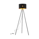 Stehleuchte / Lampe - H:155 cm  - 3-Bein Designleuchte mit satiniertem, lichtstreuendem Kunststoffschirm & Chrombeinen  - E27 - Schwarz – Bild 2