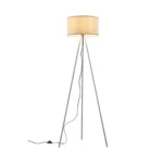 Stehleuchte / Lampe - H:155 cm  - 3-Bein Designleuchte mit satiniertem, lichtstreuendem Kunststoffschirm & Chrombeinen  - E27 - Grau – Bild 2