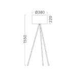 Stehleuchte / Lampe - H:155 cm  - 3-Bein Designleuchte mit satiniertem, lichtstreuendem Kunststoffschirm & Chrombeinen  - E27 - Grau – Bild 3