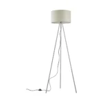 Stehleuchte / Lampe - H:155 cm  - 3-Bein Designleuchte mit satiniertem, lichtstreuendem Kunststoffschirm & Chrombeinen  - E27 - Beige