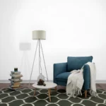 Stehleuchte / Lampe - H:155 cm  - 3-Bein Designleuchte mit satiniertem, lichtstreuendem Kunststoffschirm & Chrombeinen  - E27 - Beige – Bild 4