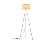 Stehleuchte / Lampe - H:155 cm  - 3-Bein Designleuchte mit satiniertem, lichtstreuendem Kunststoffschirm & Chrombeinen  - E27 - Beige – Bild 2