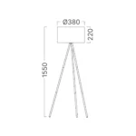 Stehleuchte / Lampe - H:155 cm  - 3-Bein Designleuchte mit satiniertem, lichtstreuendem Kunststoffschirm & Chrombeinen  - E27 - Beige – Bild 3